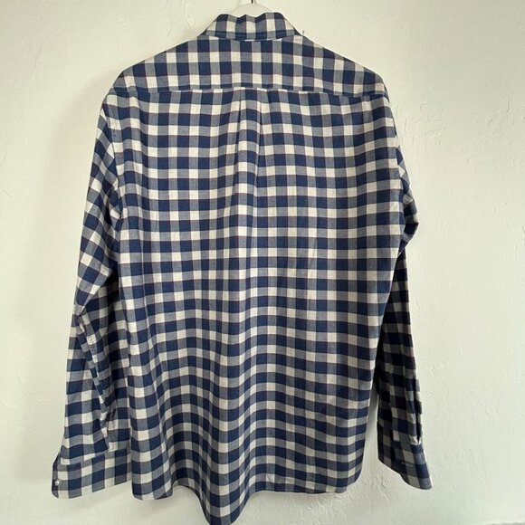 J. McLaughlin Mens Blue White Gingham Long Sleeve Button-Down Shirt Large Casual - Picture 2 of 9